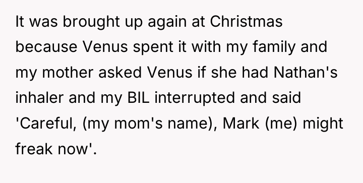 It was brought up again at Christmas because Venus spent...