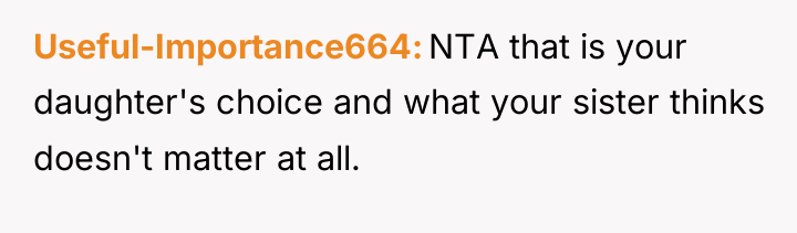 Useful-Importance664 NTA that is your daughter's choice and what your...
