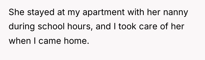 She stayed at my apartment with her nanny during school...