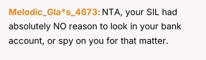 Melodic_Gla*s_4673 NTA, your SIL had absolutely NO reason to look...