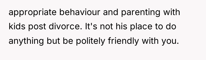 appropriate behaviour and parenting with kids post divorce. It's not...