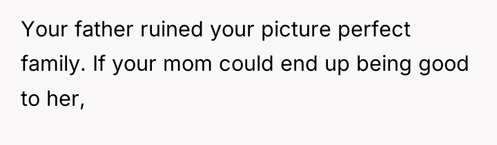 Your father ruined your picture perfect family. If your mom...