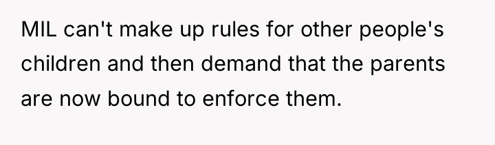 MIL can't make up rules for other people's children and...