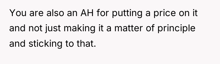 You are also an AH for putting a price on...