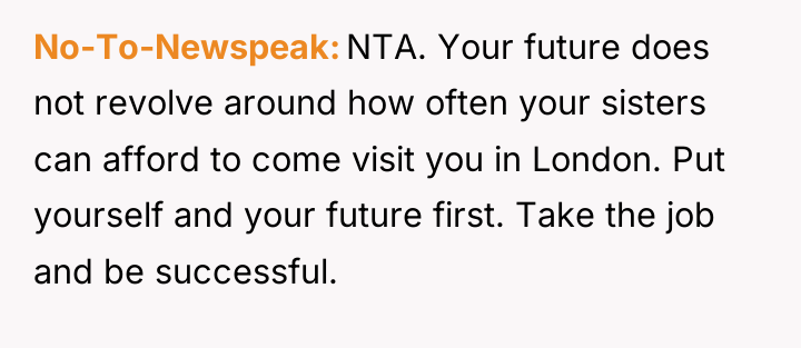 No-To-Newspeak NTA. Your future does not revolve around how often...