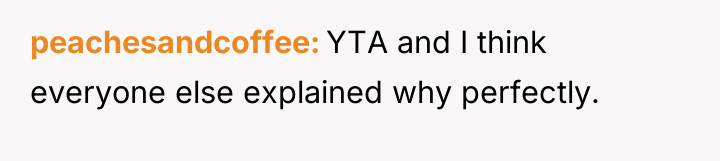 peachesandcoffee YTA and I think everyone else explained why perfectly.
