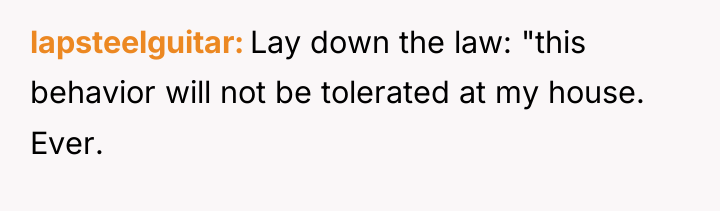 lapsteelguitar Lay down the law: "this behavior will not be...