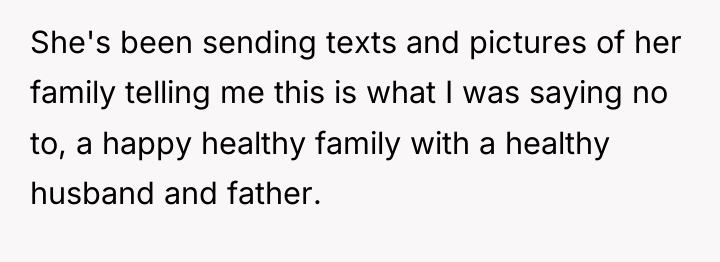 She's been sending texts and pictures of her family telling...