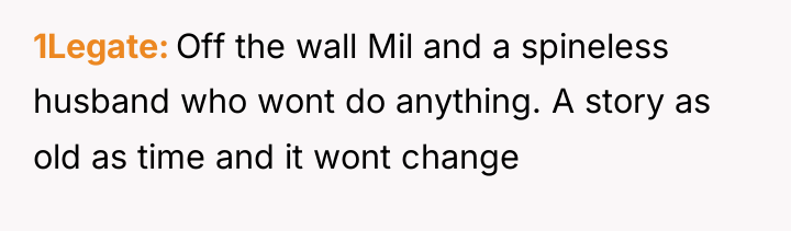 1Legate Off the wall Mil and a spineless husband who...