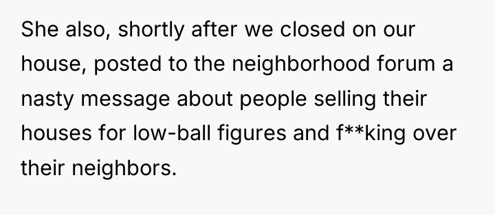 She also, shortly after we closed on our house, posted...