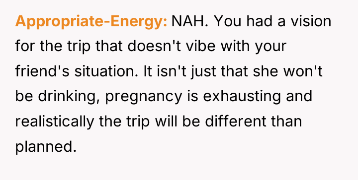 Appropriate-Energy NAH. You had a vision for the trip that...