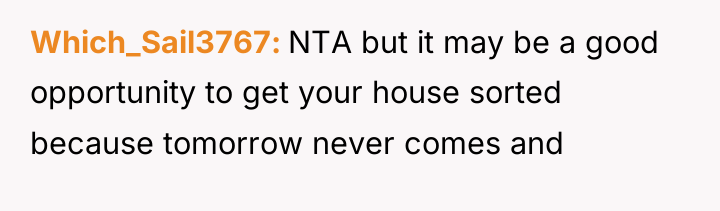 Which_Sail3767 NTA but it may be a good opportunity to...