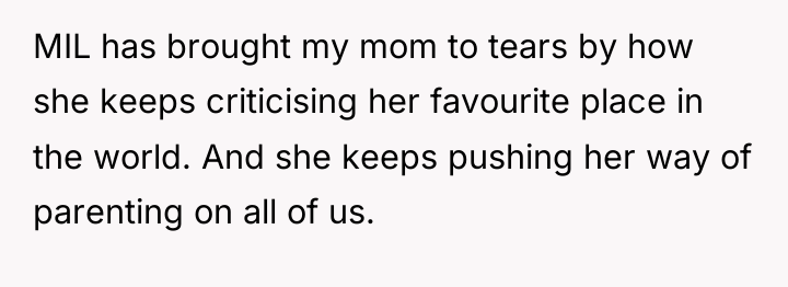 MIL has brought my mom to tears by how she...