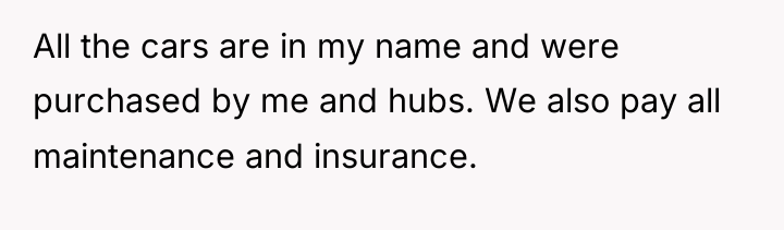 All the cars are in my name and were purchased...