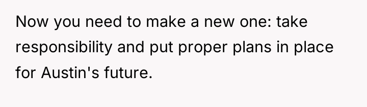 Now you need to make a new one: take responsibility...