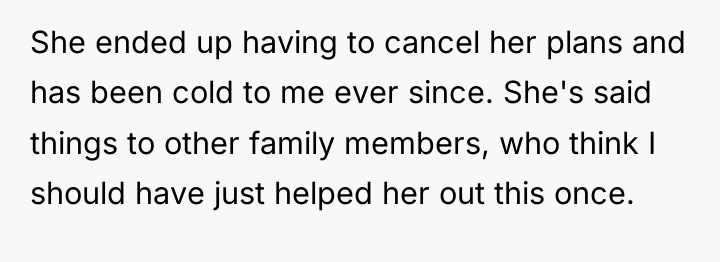 She ended up having to cancel her plans and has...