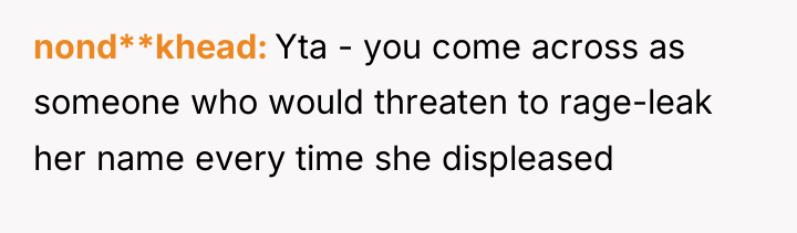 nond**khead Yta - you come across as someone who would...