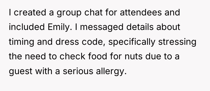 I created a group chat for attendees and included Emily....