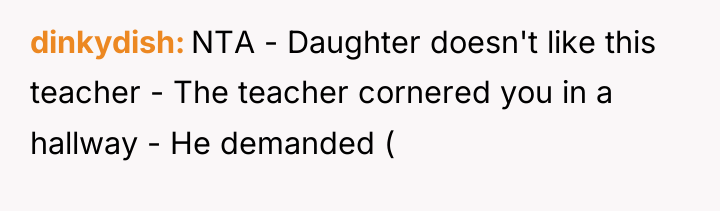 dinkydish NTA - Daughter doesn't like this teacher - The...