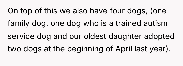 On top of this we also have four dogs, (one...