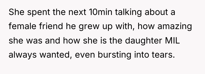 She spent the next 10min talking about a female friend...
