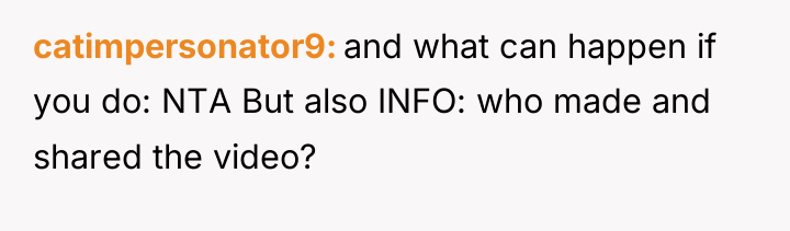 catimpersonator9 and what can happen if you do: NTA But...