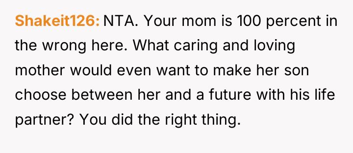 Shakeit126 NTA. Your mom is 100 percent in the wrong...