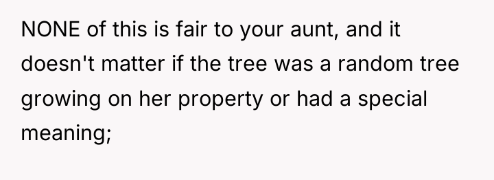 NONE of this is fair to your aunt, and it...