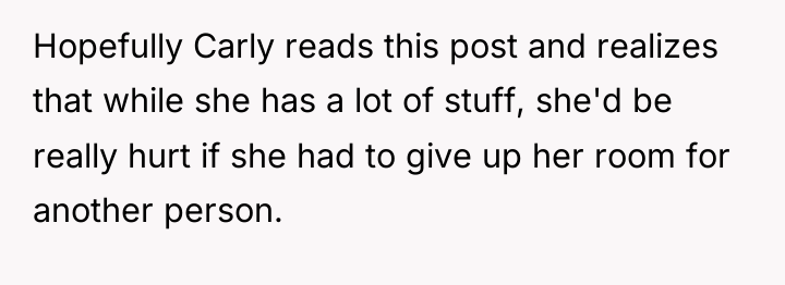 Hopefully Carly reads this post and realizes that while she...