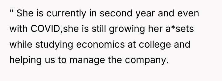 " She is currently in second year and even with...
