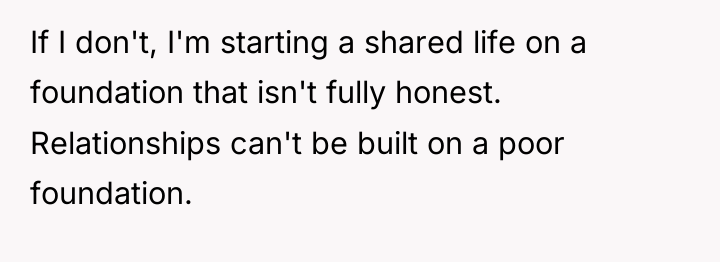 If I don't, I'm starting a shared life on a...