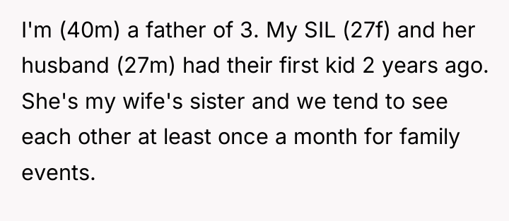 I'm (40m) a father of 3. My SIL (27f) and...