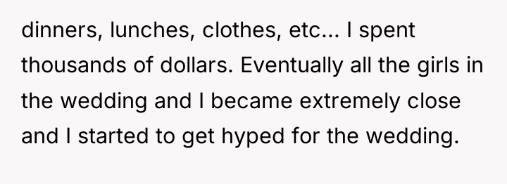 dinners, lunches, clothes, etc... I spent thousands of dollars. Eventually...