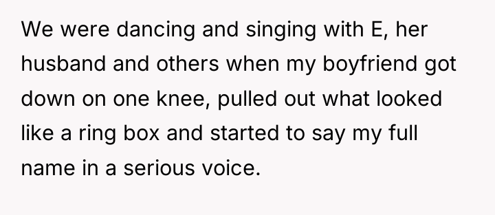 We were dancing and singing with E, her husband and...