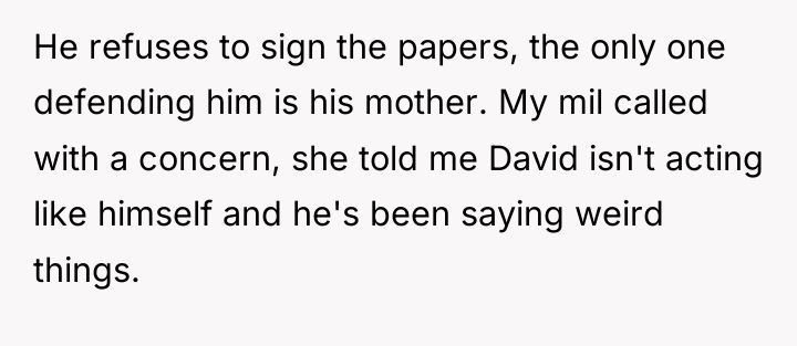 He refuses to sign the papers, the only one defending...