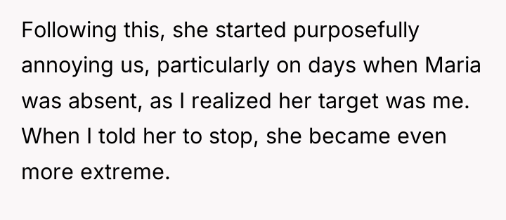Following this, she started purposefully annoying us, particularly on days...