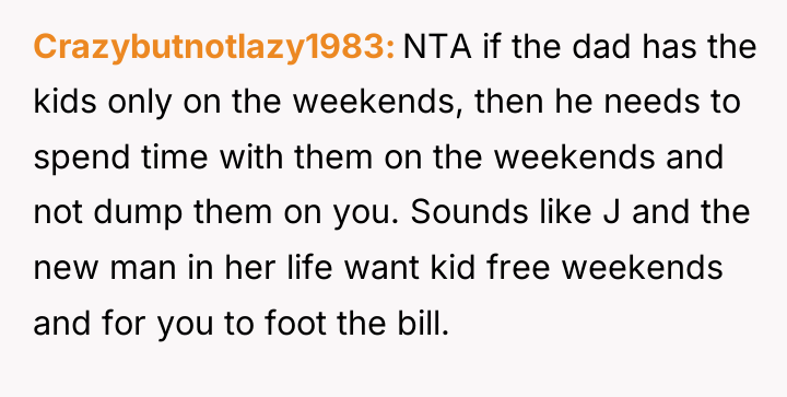 Crazybutnotlazy1983 NTA if the dad has the kids only on...