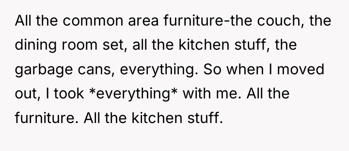 All the common area furniture-the couch, the dining room set,...