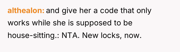 althealon and give her a code that only works while...