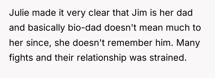Julie made it very clear that Jim is her dad...