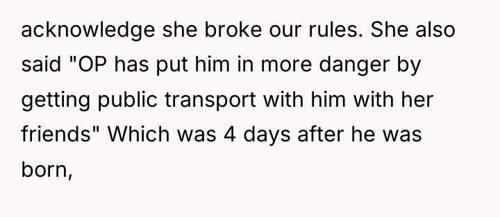 acknowledge she broke our rules. She also said "OP has...