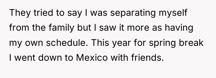 They tried to say I was separating myself from the...