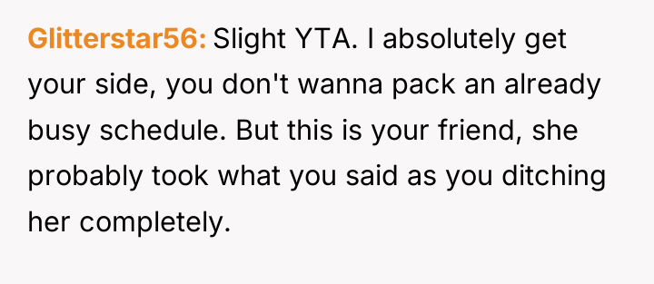 Glitterstar56 Slight YTA. I absolutely get your side, you don't...