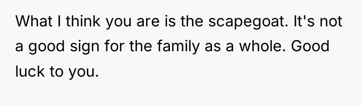 What I think you are is the scapegoat. It's not...