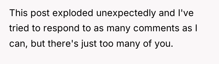 This post exploded unexpectedly and I've tried to respond to...