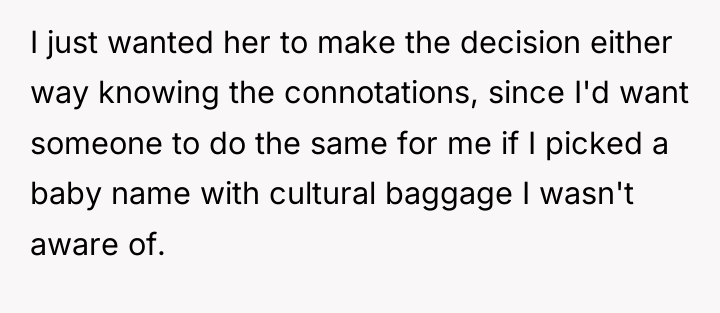 I just wanted her to make the decision either way...