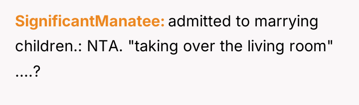 SignificantManatee admitted to marrying children.: NTA. "taking over the living...