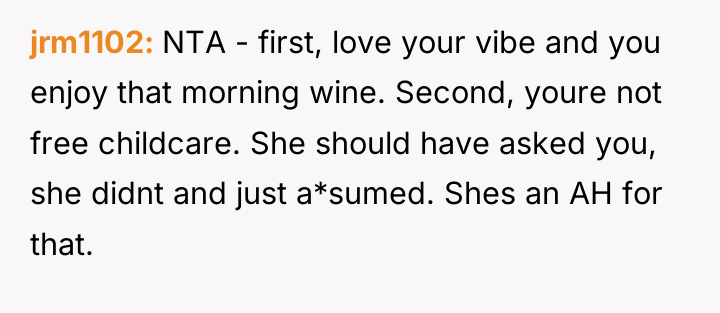 jrm1102 NTA - first, love your vibe and you enjoy...
