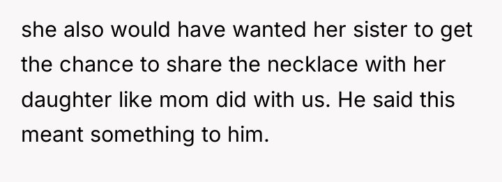 she also would have wanted her sister to get the...
