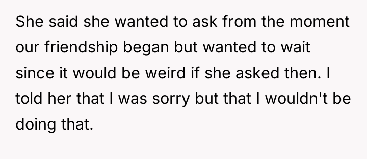 She said she wanted to ask from the moment our...